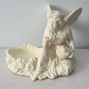 VTG PartyLite Ariana's Garden Angel Votive/Tealight Ivory Bisque Candle Holder